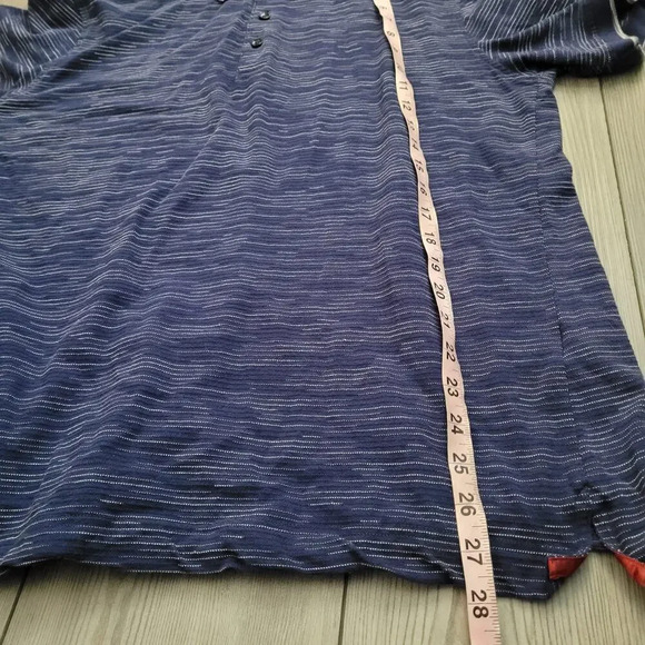 Robert Graham Mens Polo T-Shirt Size L Blue Striped Cotton Short Sleeve Collared - Picture 8 of 10